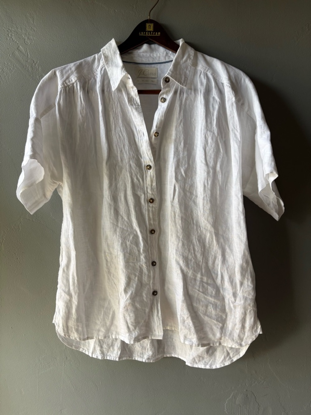 J.Crew Mens Baird McNutt Relaxed Linen Short Sleeve Button Down Shirt ~ Size M